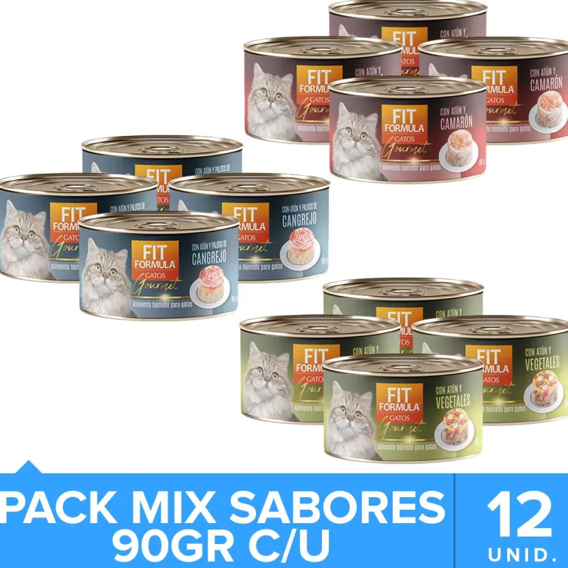 Alimento Húmedo Fit Formula Gato Gourmet Pack Sabores 12 un