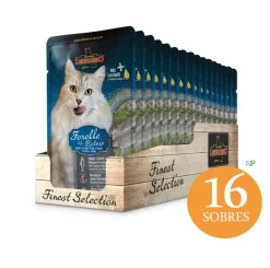 Alimento húmedo Leonardo Trucha y Catnip 85gr x 16 unidades
