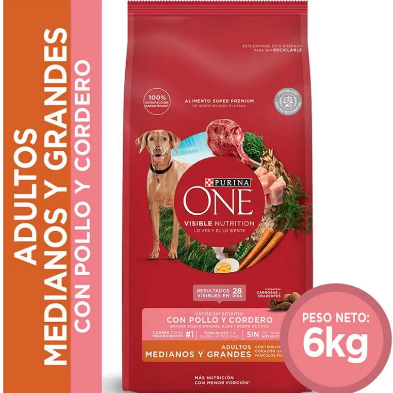 Alimento para perro PURINA® ONE® Adulto Mediano y Grande Pollo y Cordero