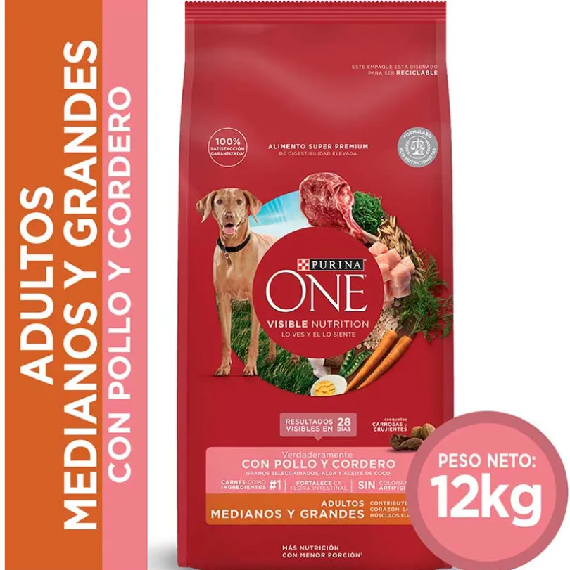 Alimento para perro PURINA® ONE® Adulto Mediano y Grande Pollo y Cordero