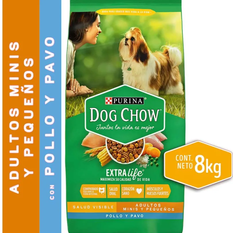 Alimento seco para perro DOG CHOW® Adultos Minis y Pequeños Pollo y Pavo 8kg