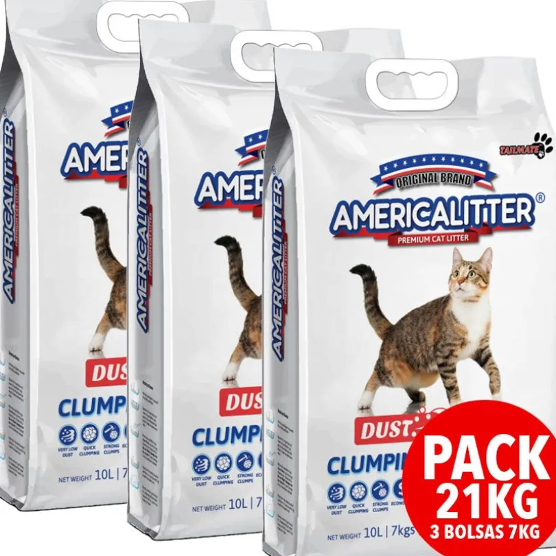 America Litter Dust Free 7kg x 3 Unidades Pack 21kg