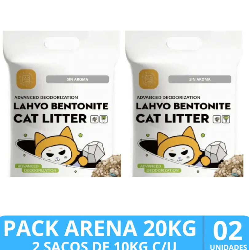Arena Sanitaria para Gatos Sin Aroma PACK 20KG