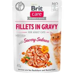 Brit Care Cat Fillets in Gravy Pouch Salmon 85gr Pack 12 Unidades