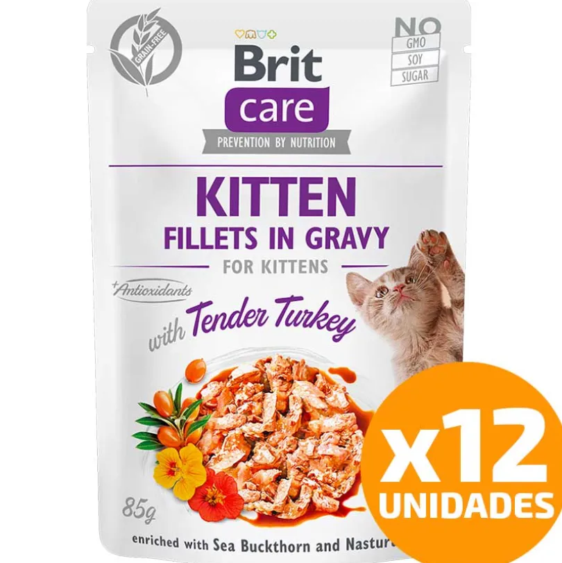 Brit Care Cat Pouch Kitten Sabor Pavo 85gr Pack 12 Unidades