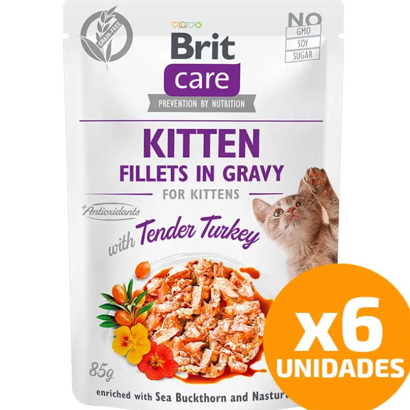 Brit Care Cat Pouch Kitten Sabor Pavo 85gr Pack 6 Unidades