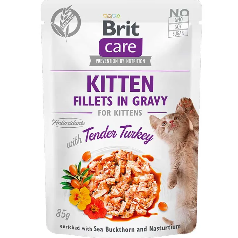 Brit Care Cat Pouch Kitten Sabor Pavo 85gr Pack 6 Unidades