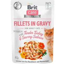 Brit Care Cat Pouch Sabor Pavo y Salmón 85gr Pack 12 Unidades