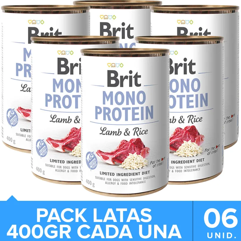 Brit Care Mono Protein Cordero y Arroz Pack 6 Unidades
