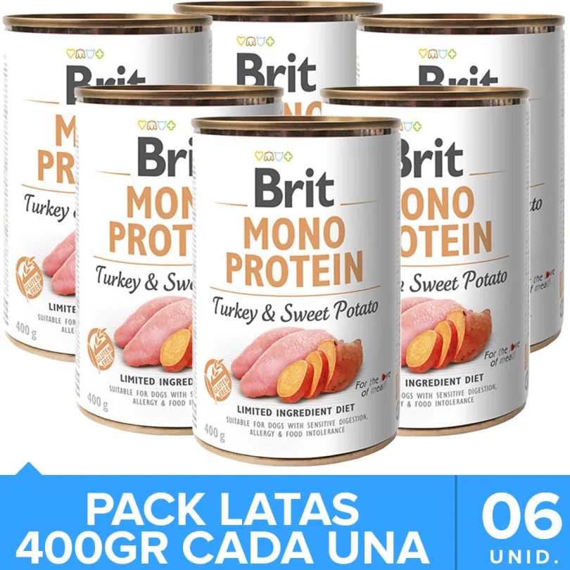 Brit Care Mono Protein Pavo y Papa Dulce Pack 6 Unidades