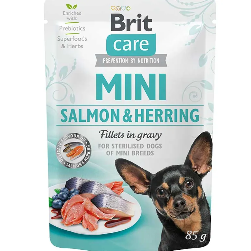 Brit Care Pouch Mini Salmon & Herring fillets in gravy for sterilised dogs 85 grs
