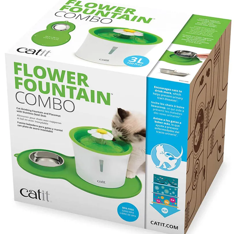 Cat It COMBO Fuente Bebe Flor 3 Litros + Mantel con plato
