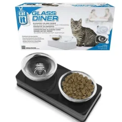 Cat It Plato de vidrio Base Negra para gatos