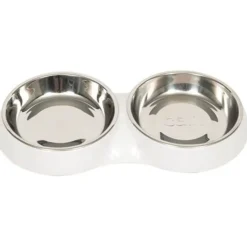 Cat it Plato Doble Acero Inoxidable con Borde Bajo Color Blanco