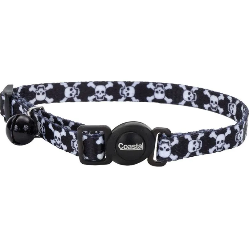 Coastal Fashion Collar Black Skulls Cat