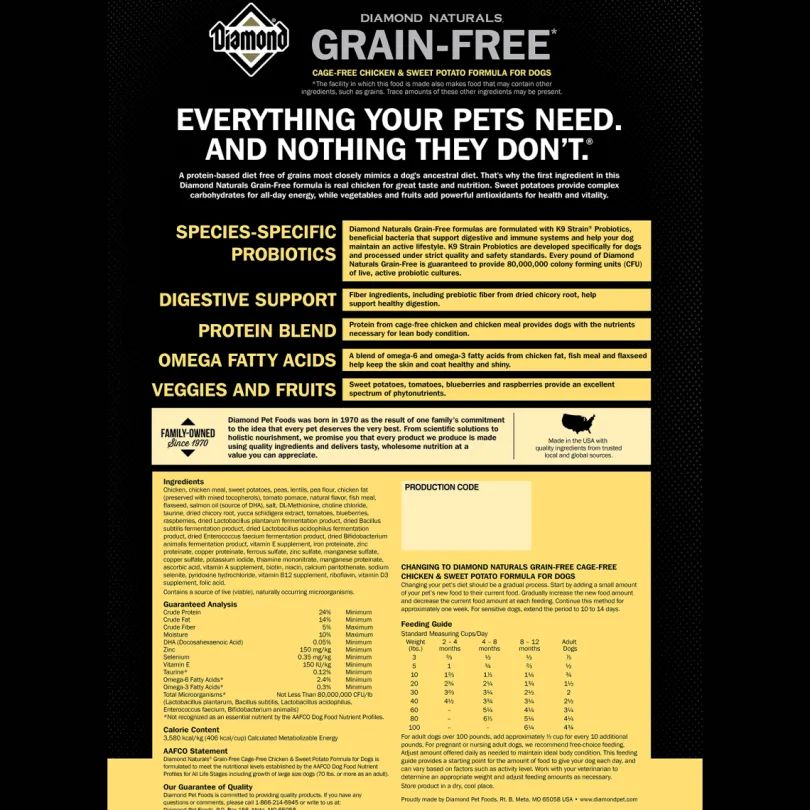 Diamond Naturals Dog Chicken And Sweet Potato Grain Free 12.7 Kg