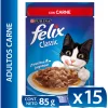 Felix Adultos Carne en Salsa 85gr Pack 15 Unidades