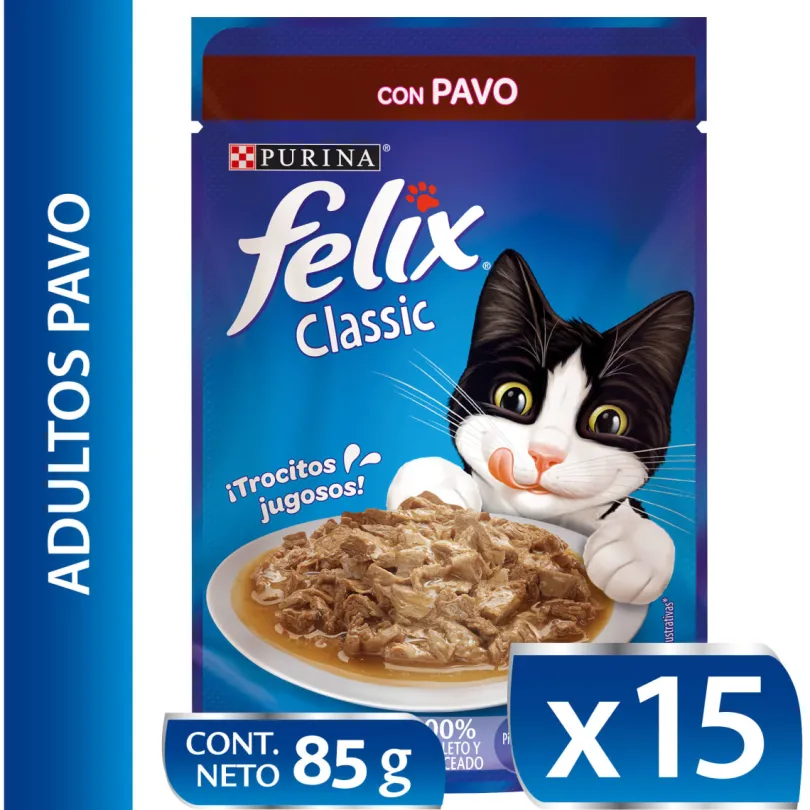Felix Adultos Pavo en Salsa 85gr Pack 15 Unidades