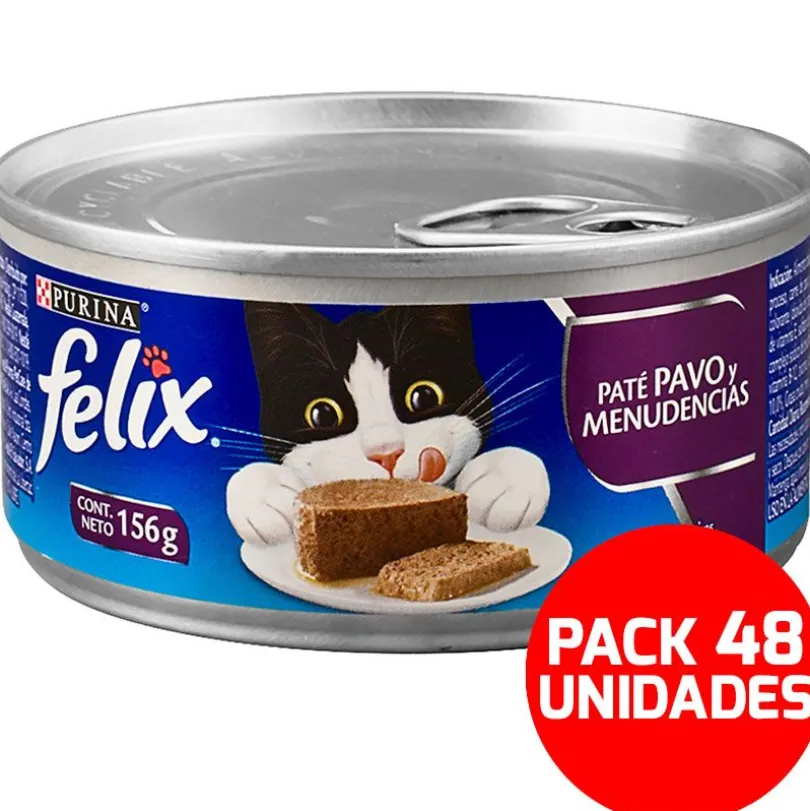 Felix en Latas - Solo Paté Pavo y Menudencias - Pack 48 unidades