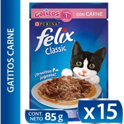 Felix Gatitos Carne en Salsa 85gr Pack 15 Unidades