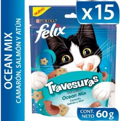 Felix Travesuras Camaron, Salmón y Atun 60gr Pack 15 unidades