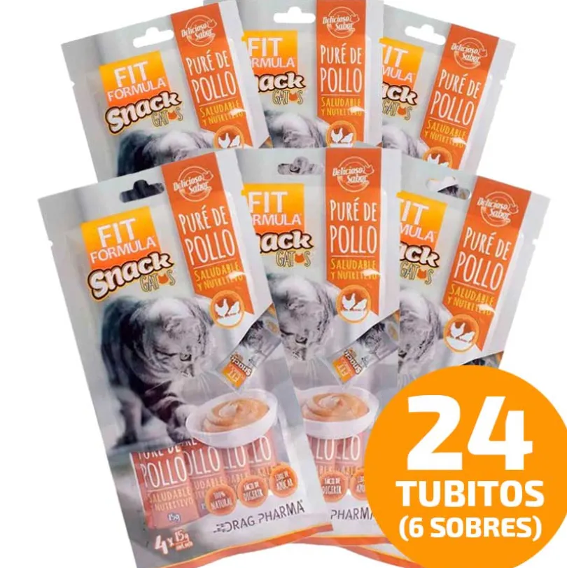 Fit Formula Snack para Gatos Pure de Pollo 60gr Pack 6 Sobres