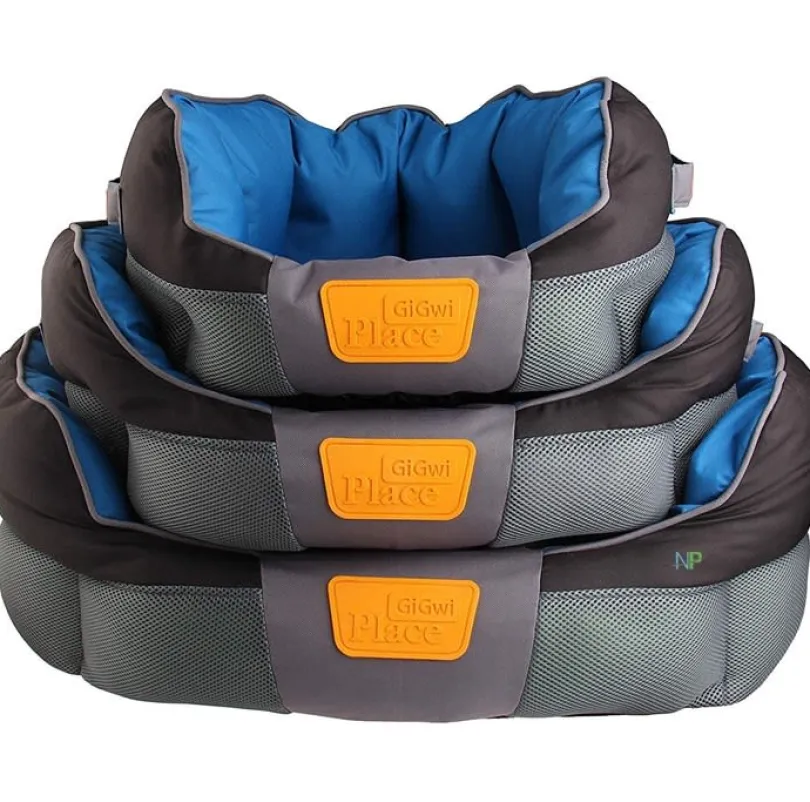 Gigwi Place Cama Cuadrada Gris con Azul Large