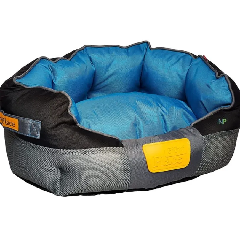 GIGWI PLACE CAMA REDONDA GRIS/AZUL MEDIUM 65x40x20 cm