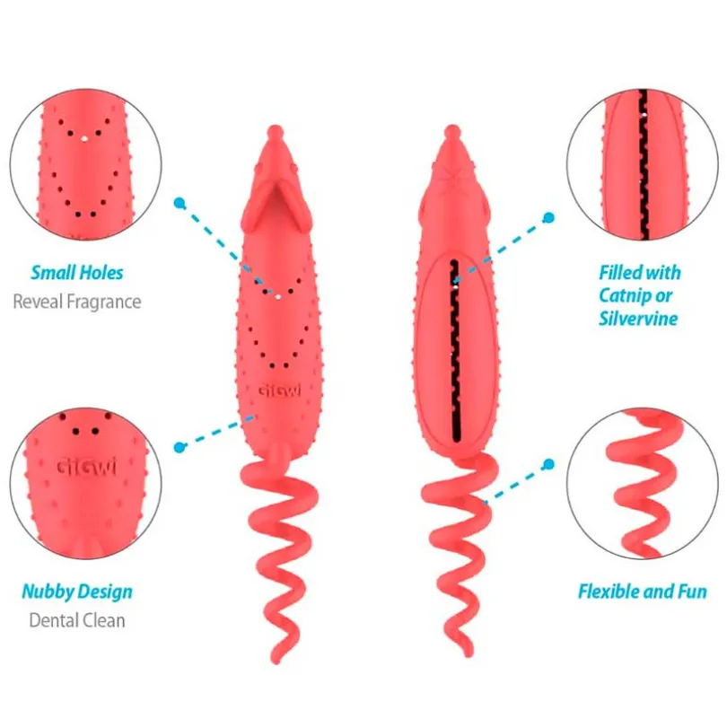 Gigwi Raton con Catnip Para cuidado dental Rojo