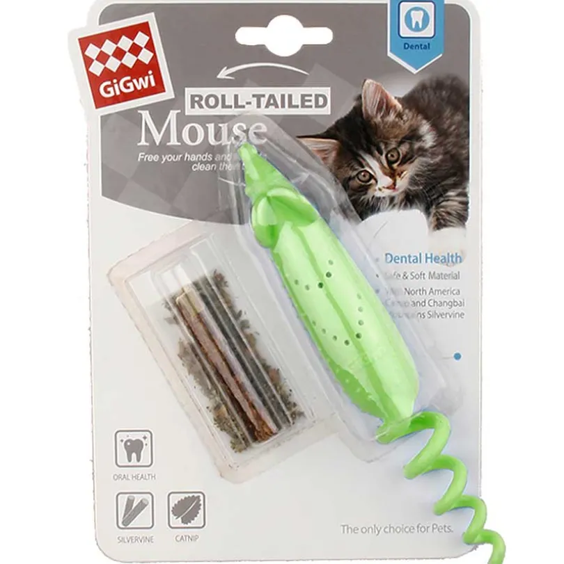 Gigwi Raton con Catnip Para cuidado dental Verde