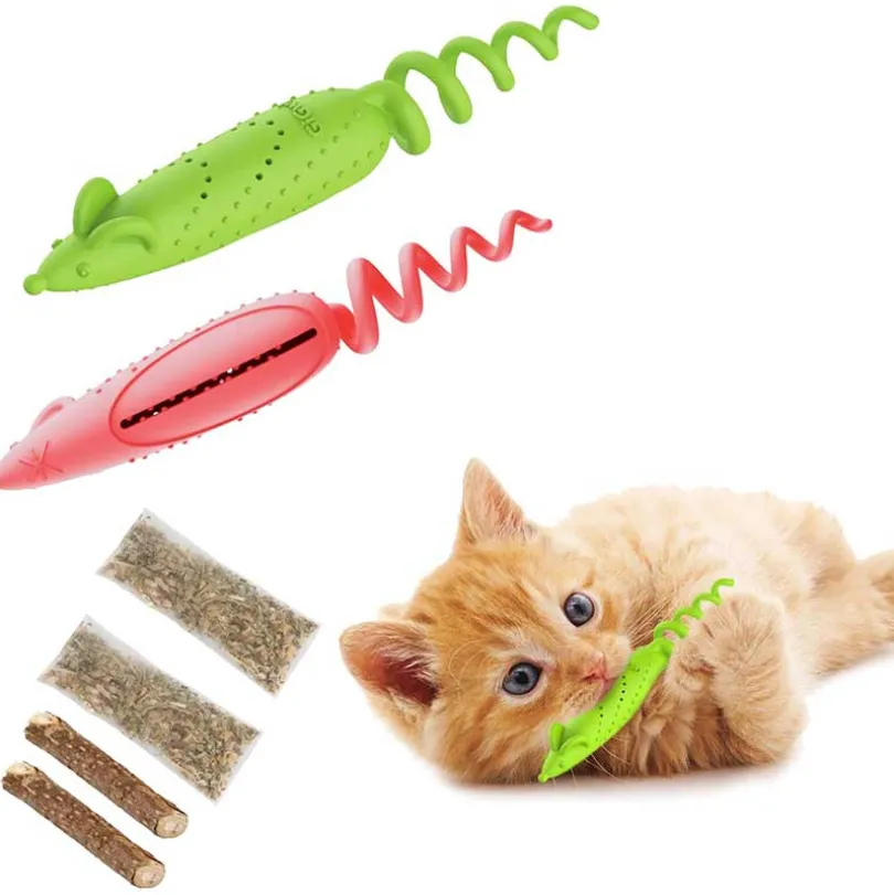 Gigwi Raton con Catnip Para cuidado dental Verde