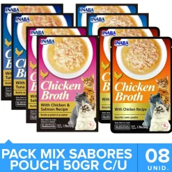 Inaba Churu Broth Pouch Gatos Mix Sabores 50gr Pack 8 unidades