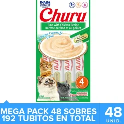 Inaba Churu Cat Mega Pack Caja 48un Atún y Pollo (192 Tubitos)