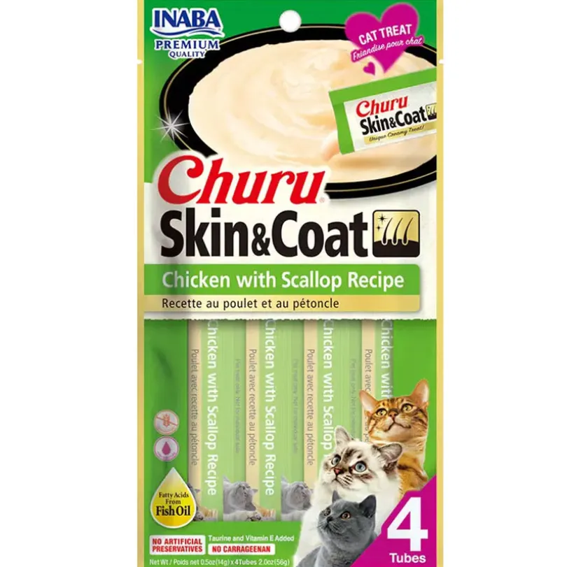 Inaba Churu Cat Skin Coat Pollo y Ostiones 56gr