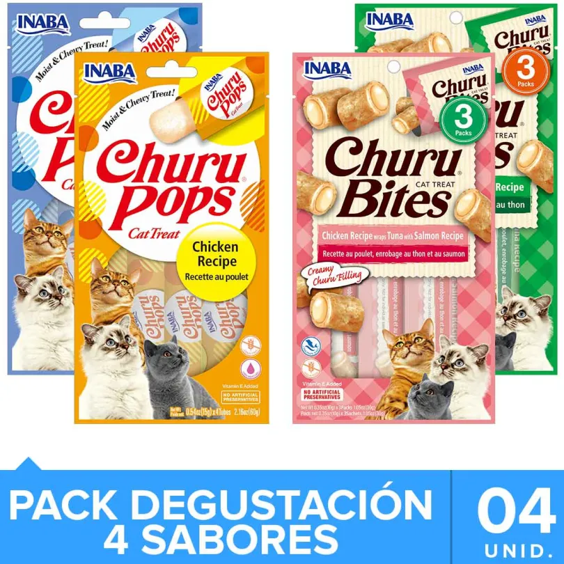 Inaba Ciao Churu Mix Bites y Pops 4 unidades (14 tubitos)