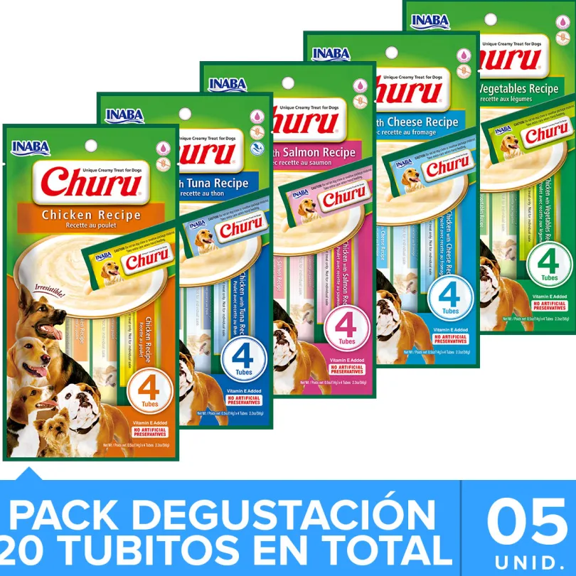 Inaba Ciao Churu para Perros Mix Degustacion con 5 unidades (20 tubitos)