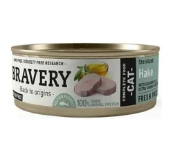 Lata Bravery Alimento Húmedo Natural para Gato Adulto Esterilizado Receta Merluza 70 g