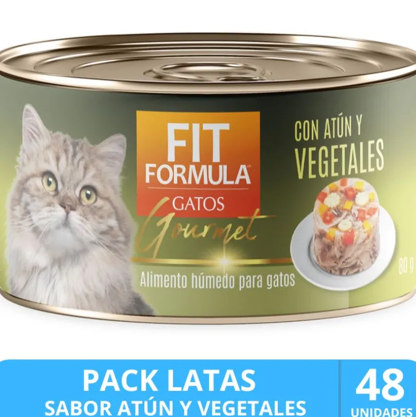 Lata Fit Formula Gato Gourmet Sabor Atún y Vegetales 80gr PACK 48 unidades