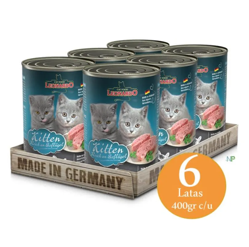 Lata Leonardo Quality Selection Kitten 400gr x 6 Unidades
