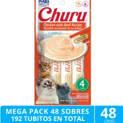Mega Pack 48 Sobres Inaba Ciao Churu Pollo y Carne (192 Tubitos)