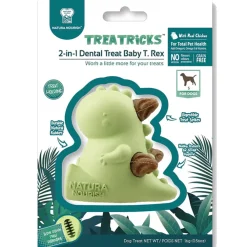 Natura Nourish Treatricks Treat Bebe T-Rex Juguete con premios sabor pollo para perros