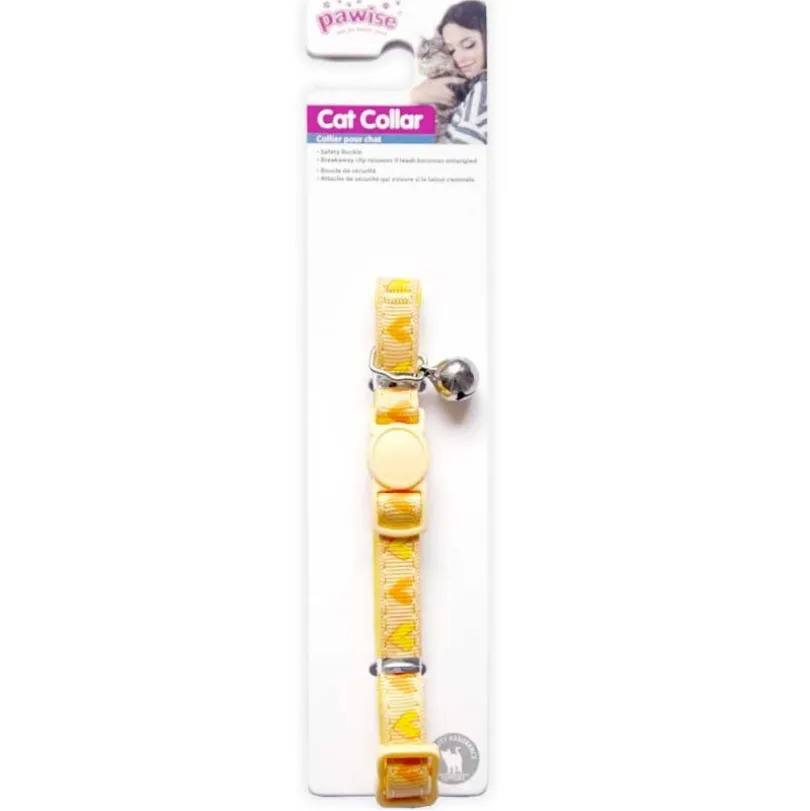 Pawise Collar Gato Color Amarillo y Corazones