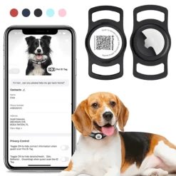 Placa de Identificación Inteligente para Mascotas - Sujetador de AirTag - TN005 Negro