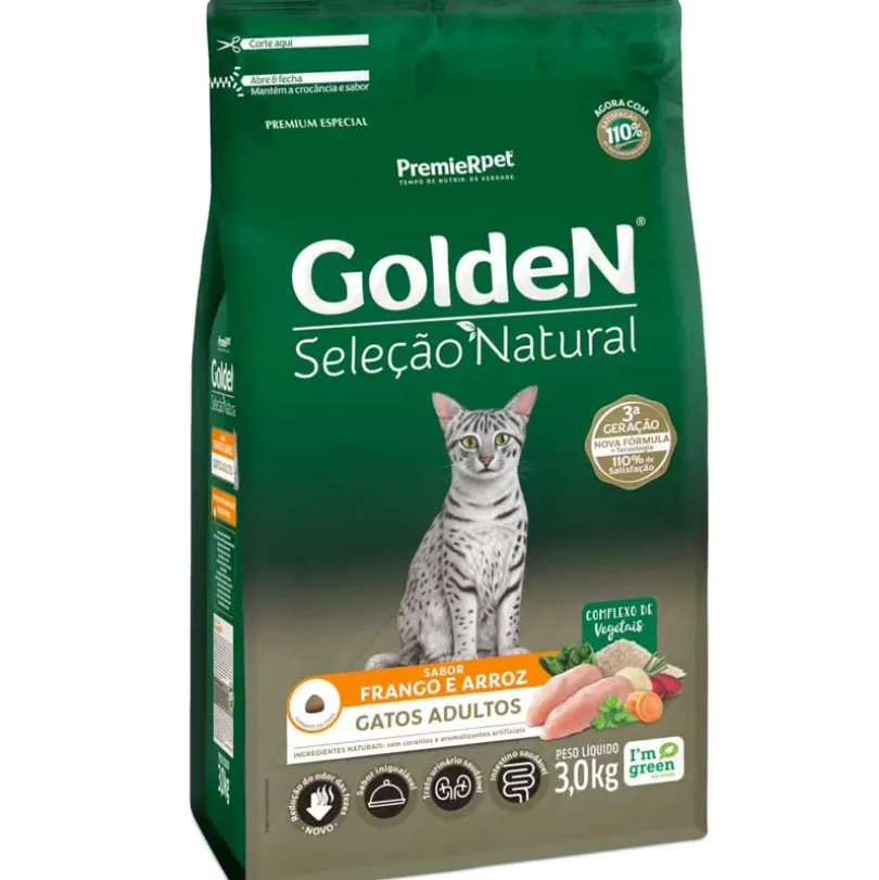 Premier Golden Para Gatos Adultos Sabor Pollo y Arroz 3kg