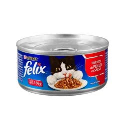 Purina felix lata para gato trocitos de pollo en salsa 156 gr