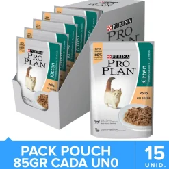 Purina Pro Plan Pouch Kitten Cat Pollo en Salsa 85gr Pack 15 unidades