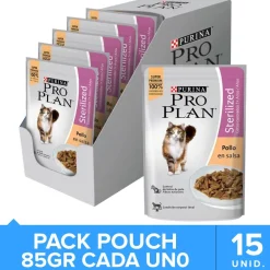 Purina Pro Plan Pouch Sterilized Cat Pollo en Salsa 85gr Pack 15 unidades