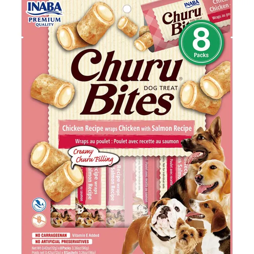 Snack Ciao Churu Dog Bites Pack 8 unidades Wraps de Pollo con Salmón