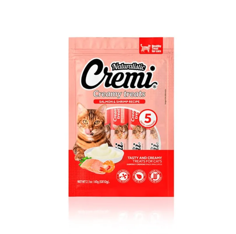 SNACK GATO NATURALISTIC CREMI SALMÓN & CAMARÓN 60 GRS