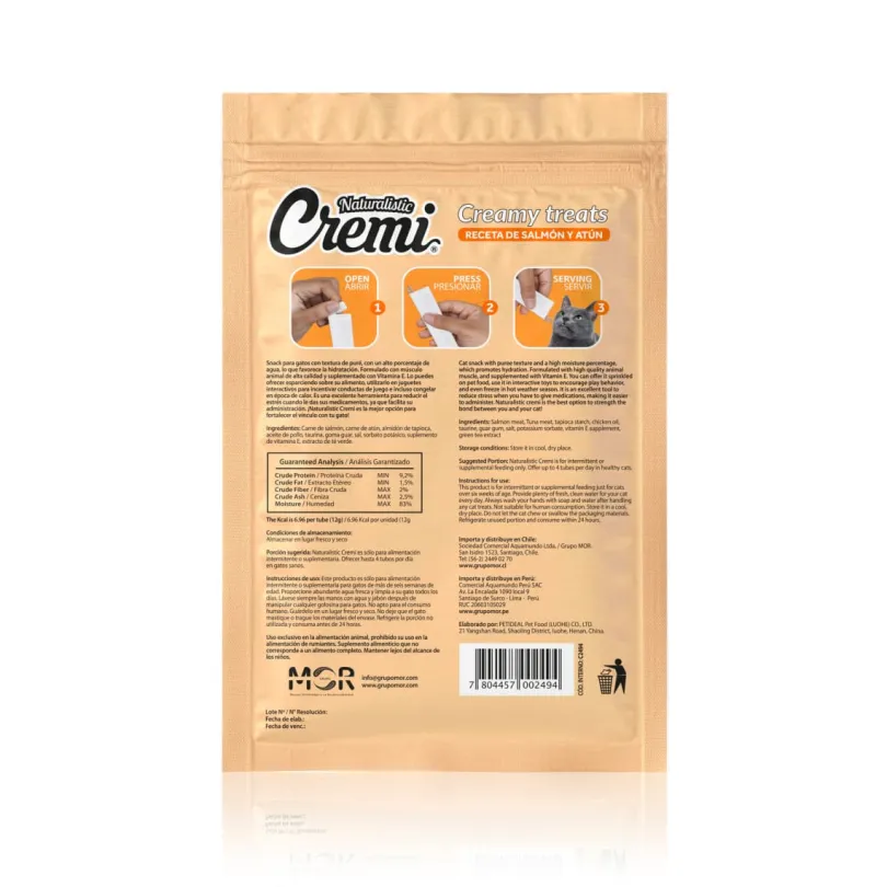 SNACK GATO NATURALISTIC CREMI SALMON & ATUN 60 GRS